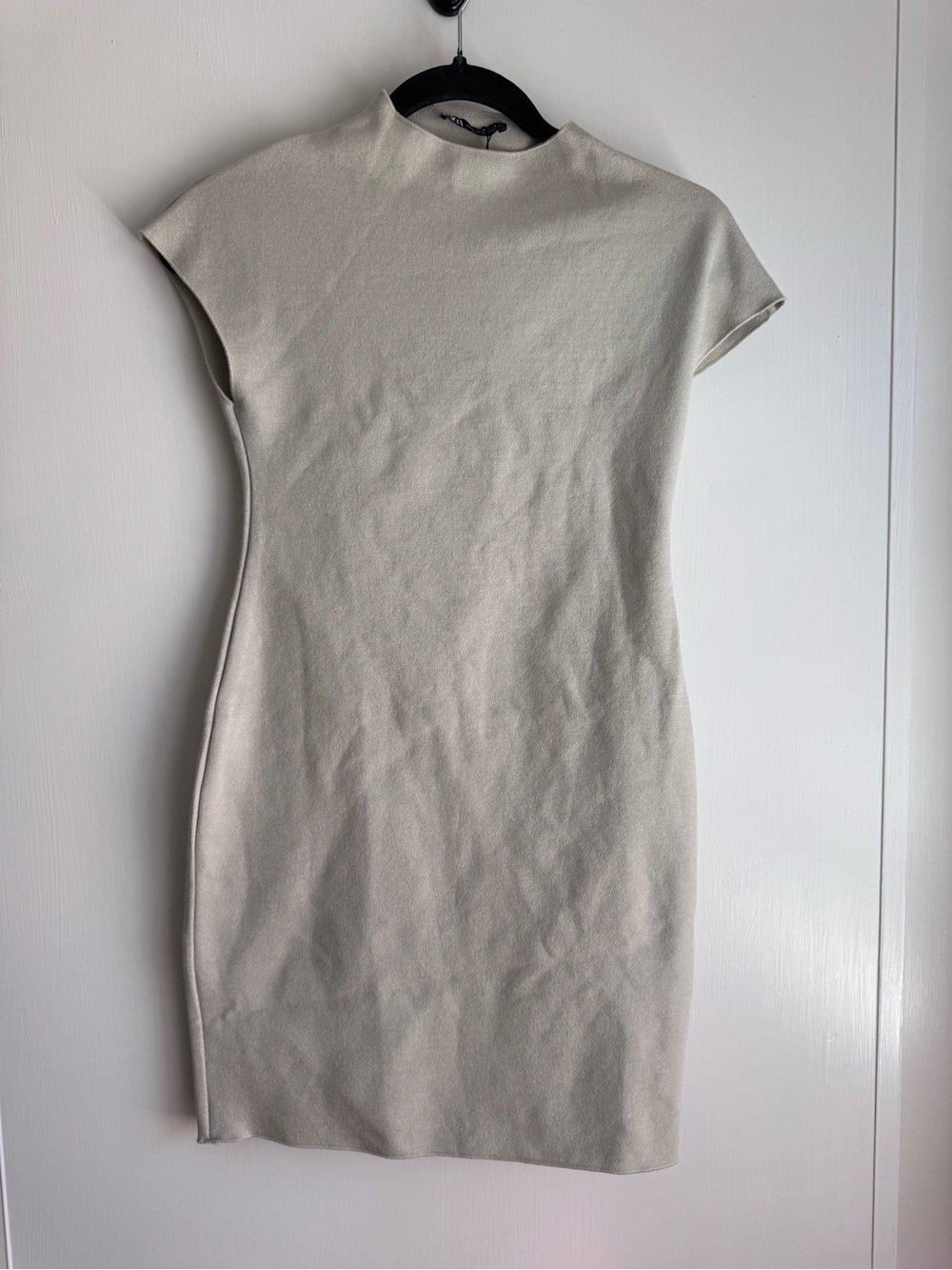 Zara Cream Mini Dress with Mock Neck
